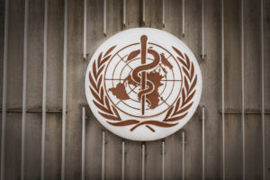 World Health Organization (WHO / OMS) Logo at WHO Headquarters - Geneva, Switzerland