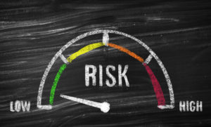 a gauge indicating low risk